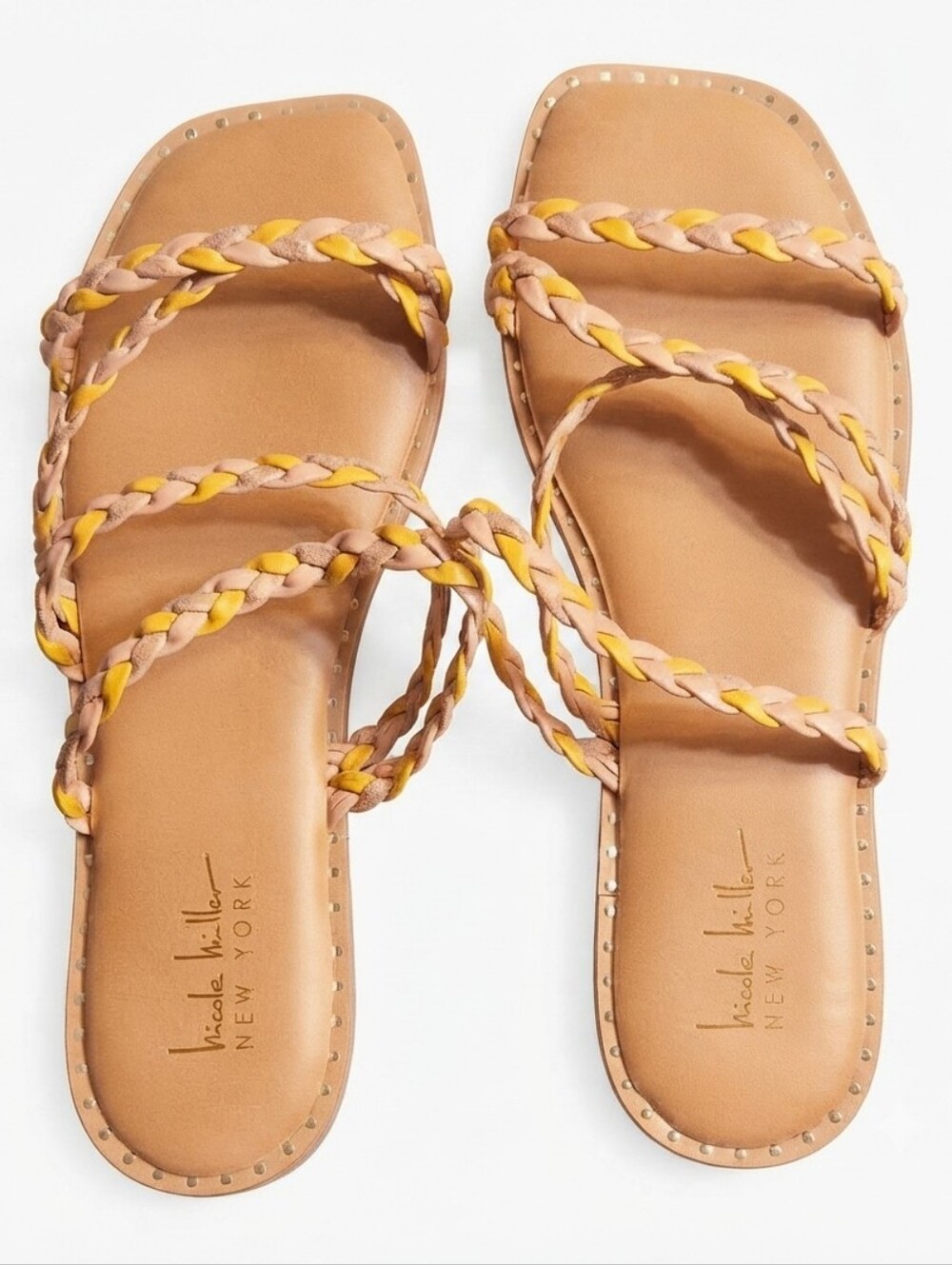 NIB Nicole Miller New York Braided Multi-Strap Flat Sandals